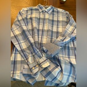 Faconnable Light Blue and White Plaid Shirt